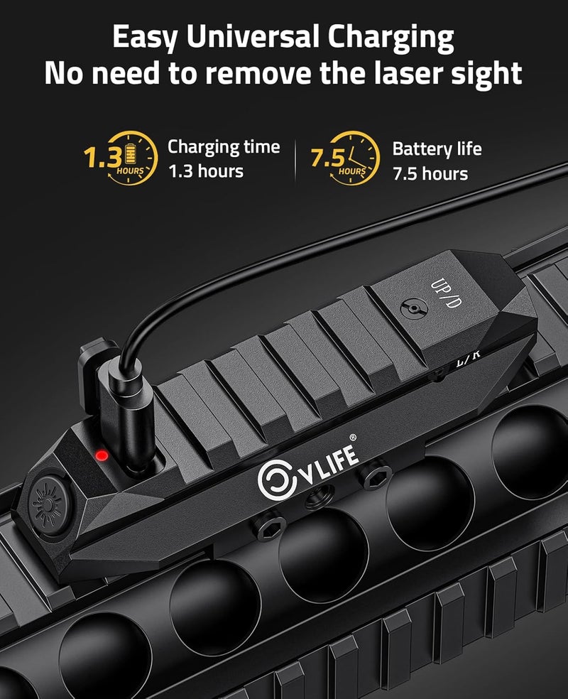 CVLIFE Laser Sight for Rifle, Low Profile Rechargeable Picatinny Rifle Laser Sight with Strobe Mode - Image 2